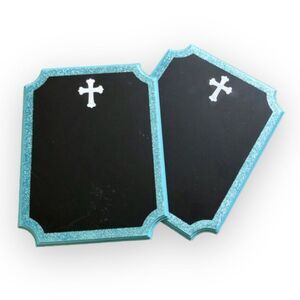 Glitter Blue Religious Chalkboard Cross Set NWOT